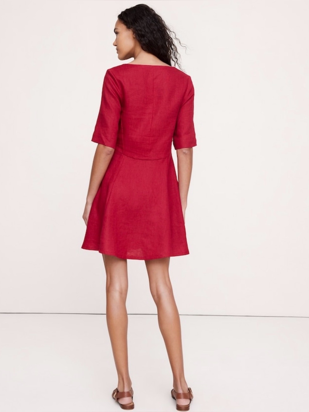 NWT Banana Republic Pocket Mini Linen Red Star Dress Sz Medium (#899185) - Picture 2 of 7